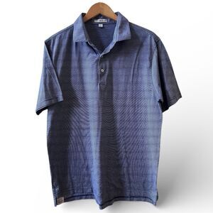 Peter Millar Polo Shirt Sz XL Blue Striped 100% Cotton